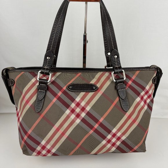 Burberry Bags Burberry Canvas And Leather Red Nova Check Tote